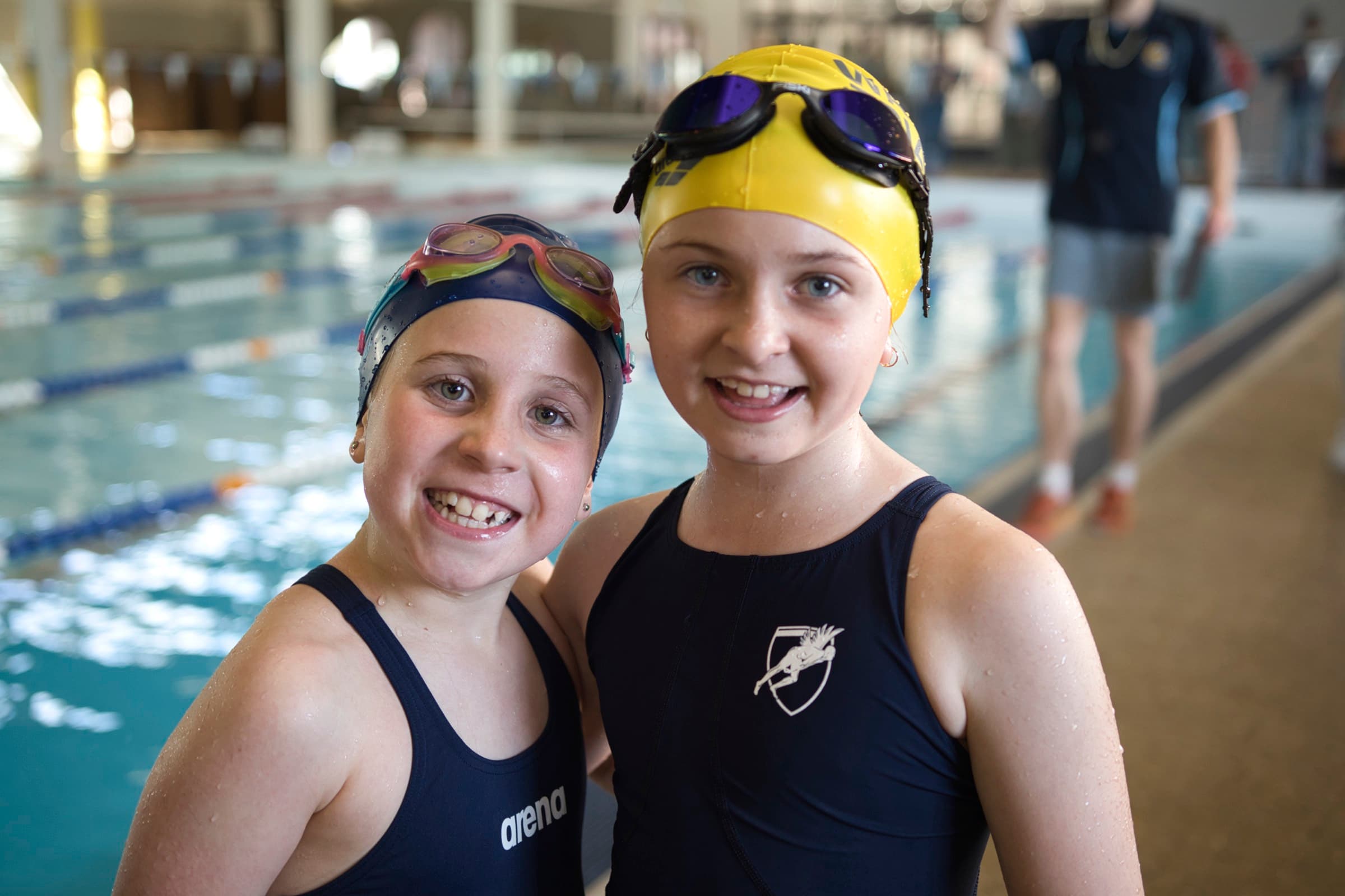 Two MRSC swimmers smiling at a club carnival
